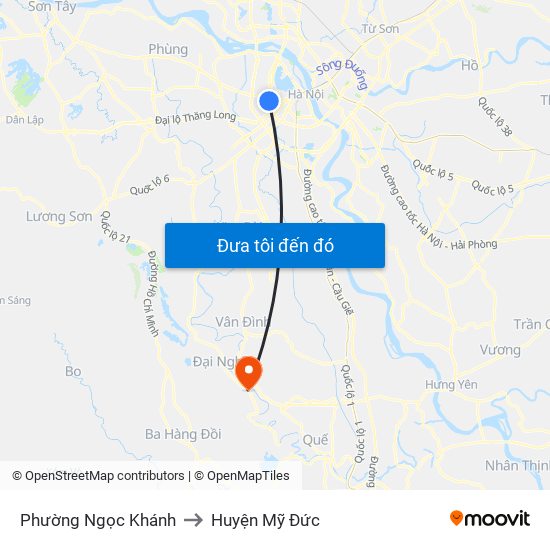 Phường Ngọc Khánh to Huyện Mỹ Đức map