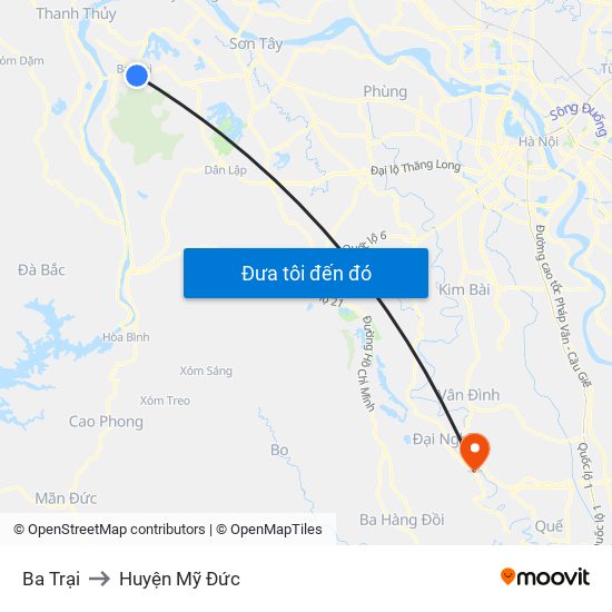 Ba Trại to Huyện Mỹ Đức map