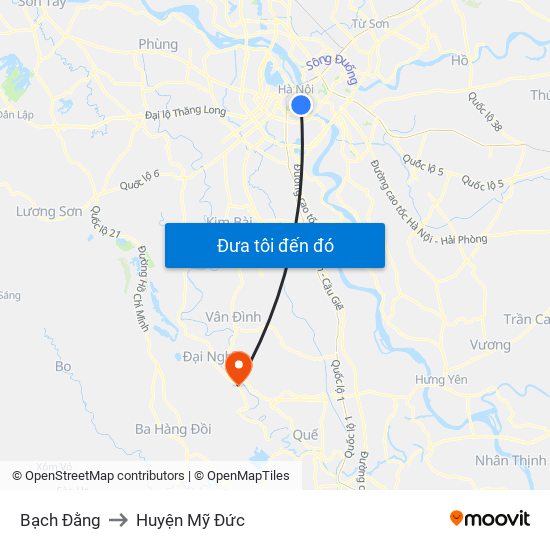 Bạch Đằng to Huyện Mỹ Đức map