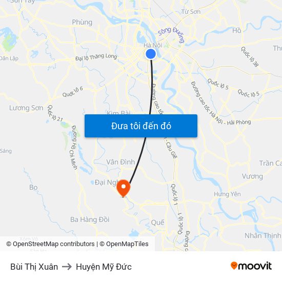 Bùi Thị Xuân to Huyện Mỹ Đức map