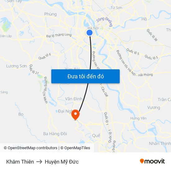 Khâm Thiên to Huyện Mỹ Đức map