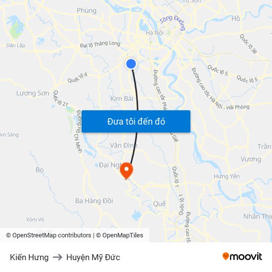 Kiến Hưng to Huyện Mỹ Đức map