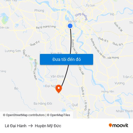 Lê Đại Hành to Huyện Mỹ Đức map