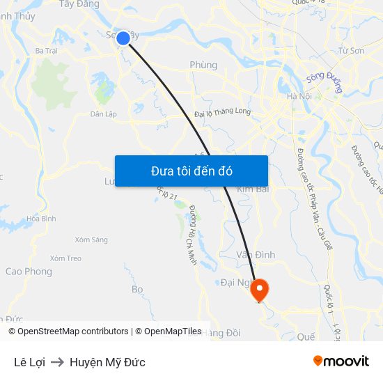 Lê Lợi to Huyện Mỹ Đức map