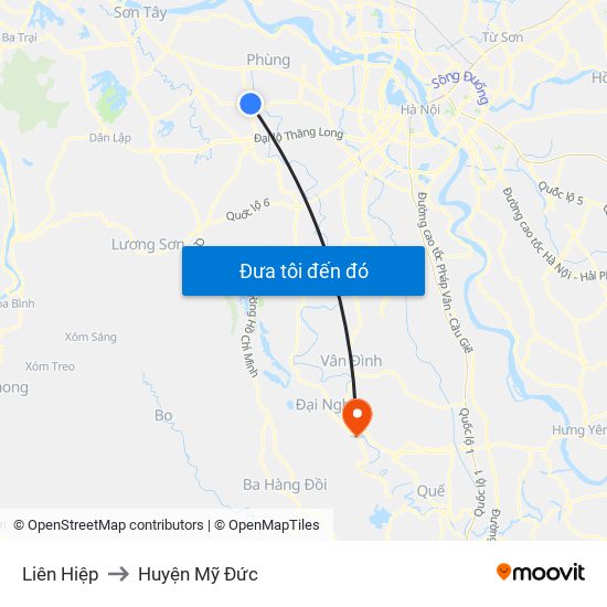 Liên Hiệp to Huyện Mỹ Đức map