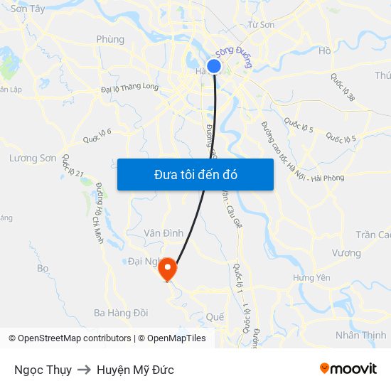 Ngọc Thụy to Huyện Mỹ Đức map