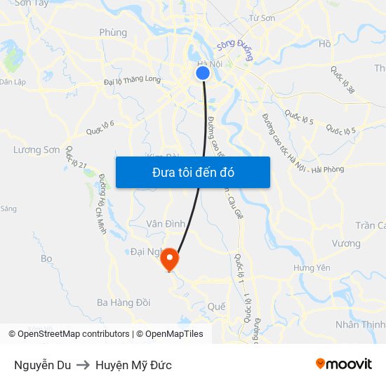 Nguyễn Du to Huyện Mỹ Đức map