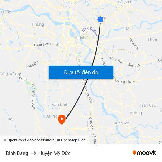 Đình Bảng to Huyện Mỹ Đức map