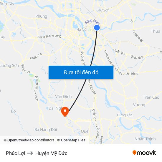 Phúc Lợi to Huyện Mỹ Đức map