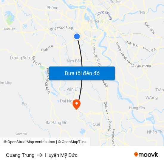 Quang Trung to Huyện Mỹ Đức map