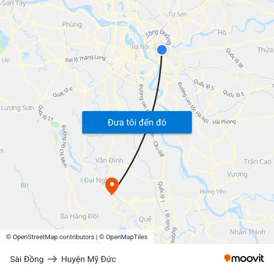 Sài Đồng to Huyện Mỹ Đức map