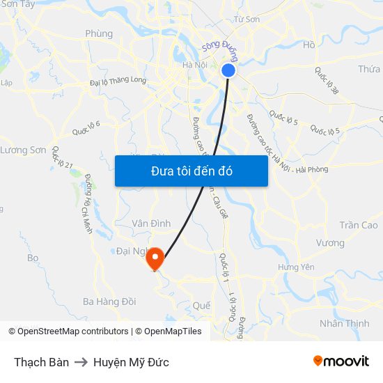 Thạch Bàn to Huyện Mỹ Đức map