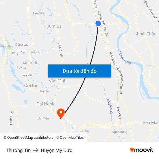 Thường Tín to Huyện Mỹ Đức map