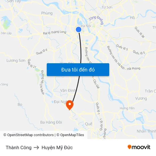 Thành Công to Huyện Mỹ Đức map