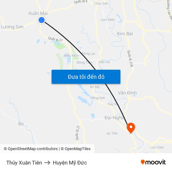 Thủy Xuân Tiên to Huyện Mỹ Đức map