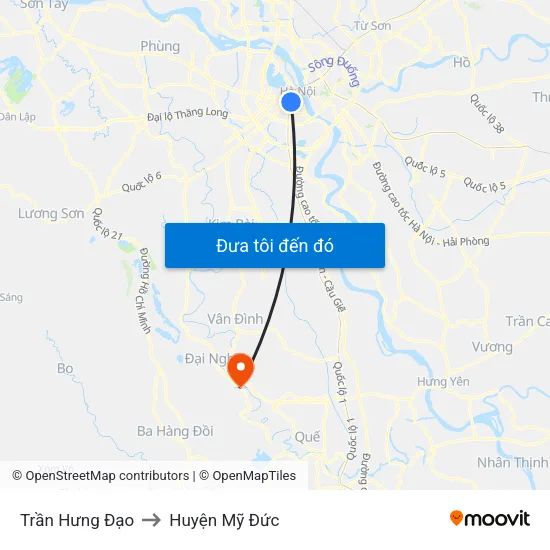 Trần Hưng Đạo to Huyện Mỹ Đức map