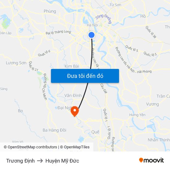 Trương Định to Huyện Mỹ Đức map