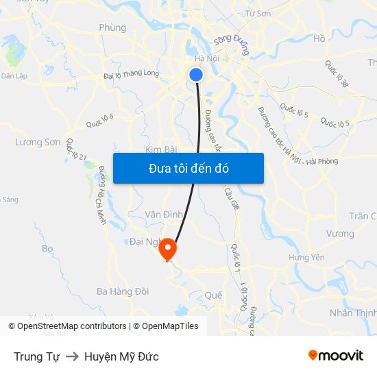 Trung Tự to Huyện Mỹ Đức map