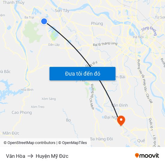 Vân Hòa to Huyện Mỹ Đức map