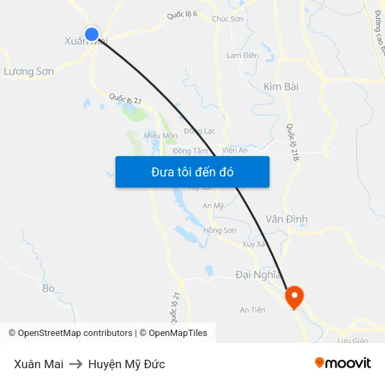 Xuân Mai to Huyện Mỹ Đức map