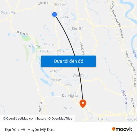 Đại Yên to Huyện Mỹ Đức map