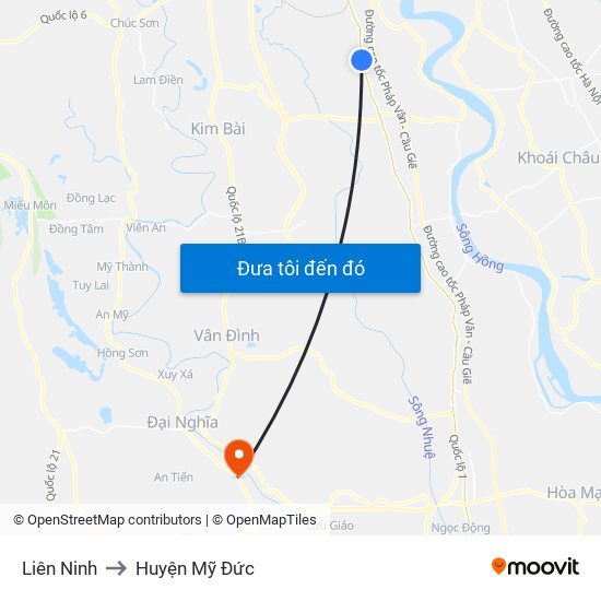 Liên Ninh to Huyện Mỹ Đức map