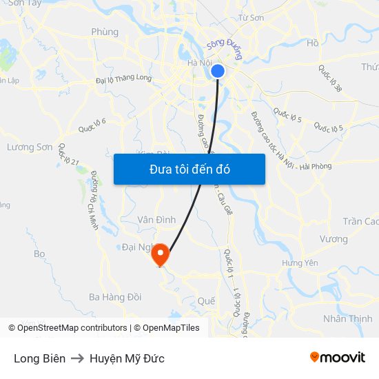 Long Biên to Huyện Mỹ Đức map