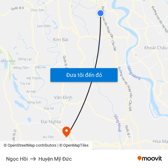 Ngọc Hồi to Huyện Mỹ Đức map