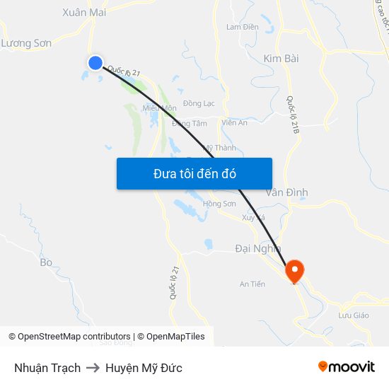 Nhuận Trạch to Huyện Mỹ Đức map