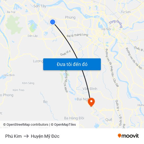 Phú Kim to Huyện Mỹ Đức map