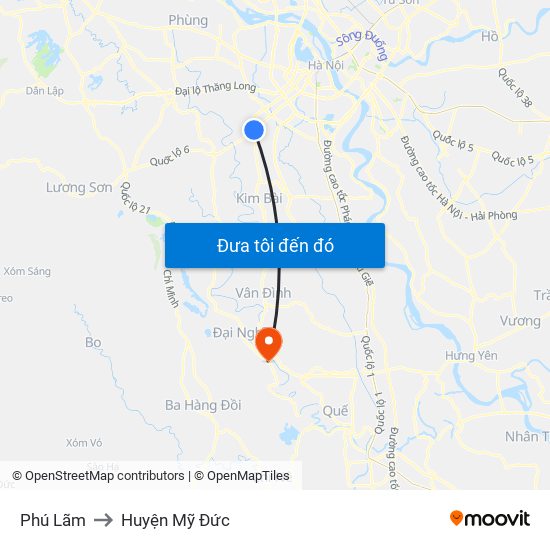 Phú Lãm to Huyện Mỹ Đức map