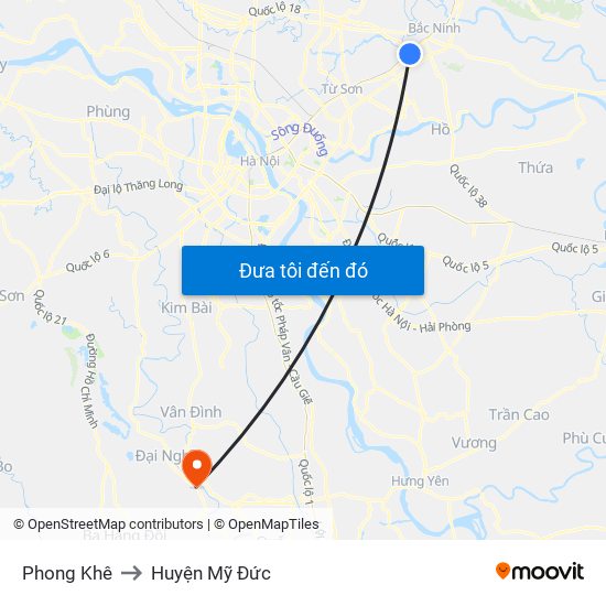 Phong Khê to Huyện Mỹ Đức map