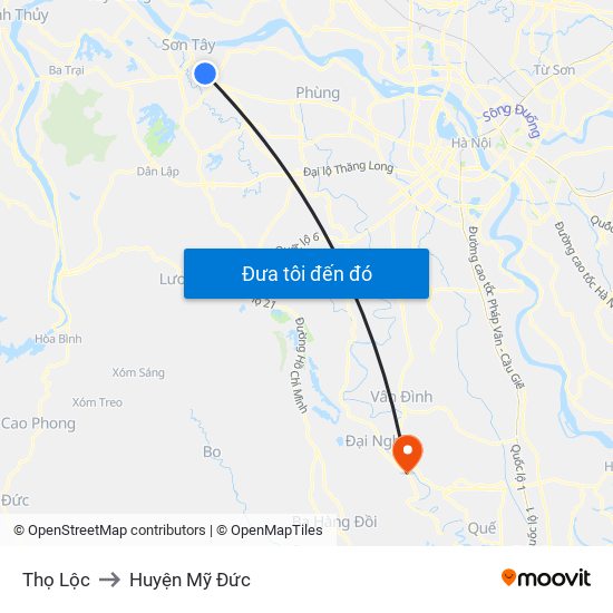 Thọ Lộc to Huyện Mỹ Đức map