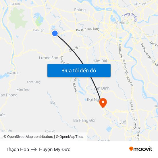 Thạch Hoà to Huyện Mỹ Đức map