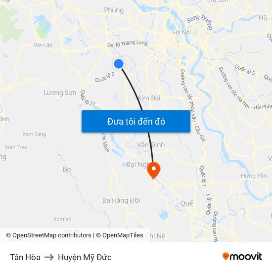 Tân Hòa to Huyện Mỹ Đức map