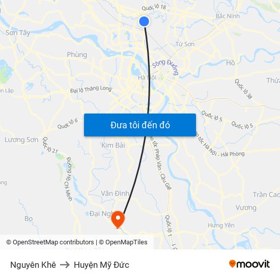 Nguyên Khê to Huyện Mỹ Đức map