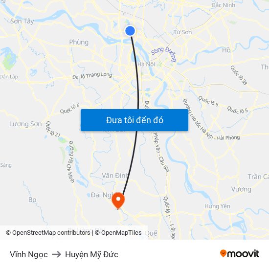 Vĩnh Ngọc to Huyện Mỹ Đức map