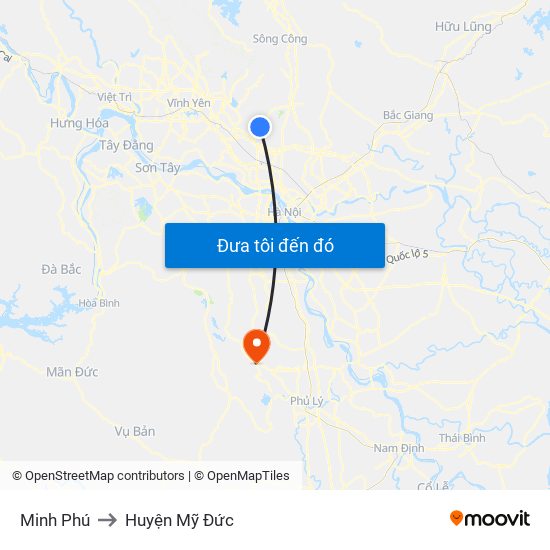 Minh Phú to Huyện Mỹ Đức map