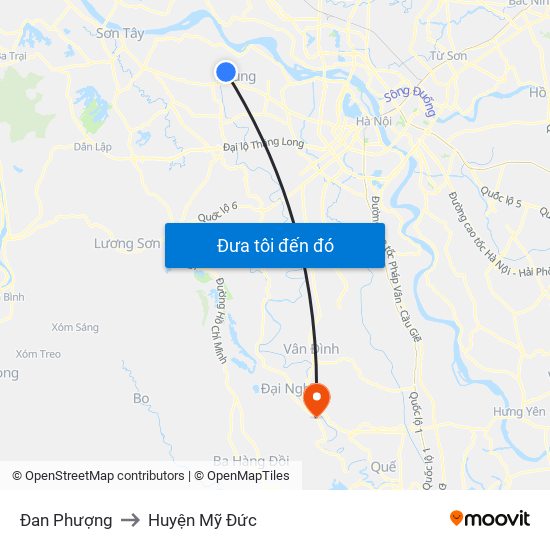 Đan Phượng to Huyện Mỹ Đức map