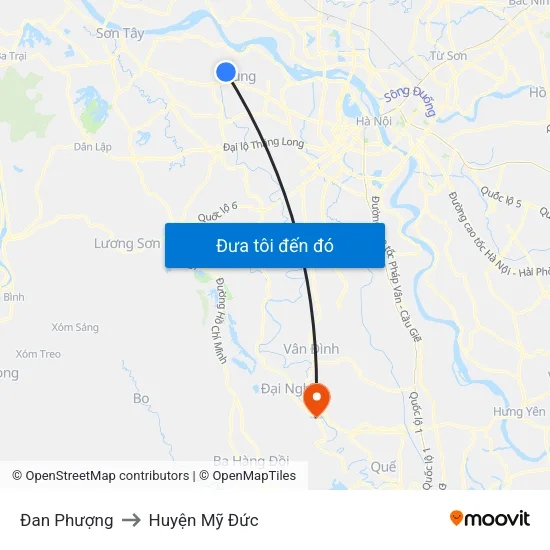 Đan Phượng to Huyện Mỹ Đức map
