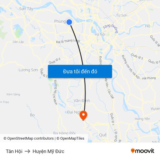 Tân Hội to Huyện Mỹ Đức map