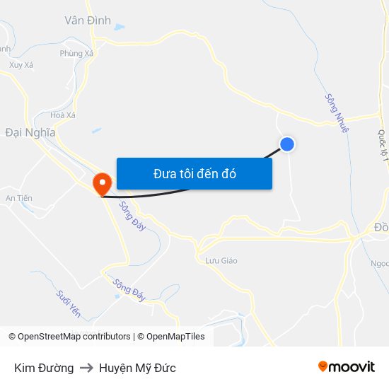 Kim Đường to Huyện Mỹ Đức map