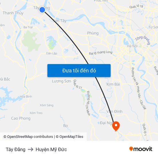 Tây Đằng to Huyện Mỹ Đức map