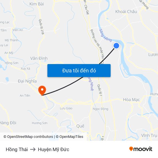 Hồng Thái to Huyện Mỹ Đức map