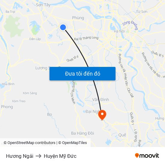 Hương Ngải to Huyện Mỹ Đức map