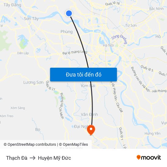 Thạch Đà to Huyện Mỹ Đức map