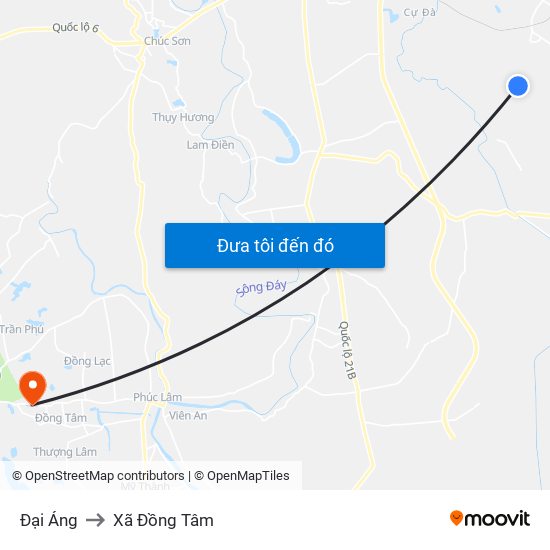 Đại Áng to Xã Đồng Tâm map