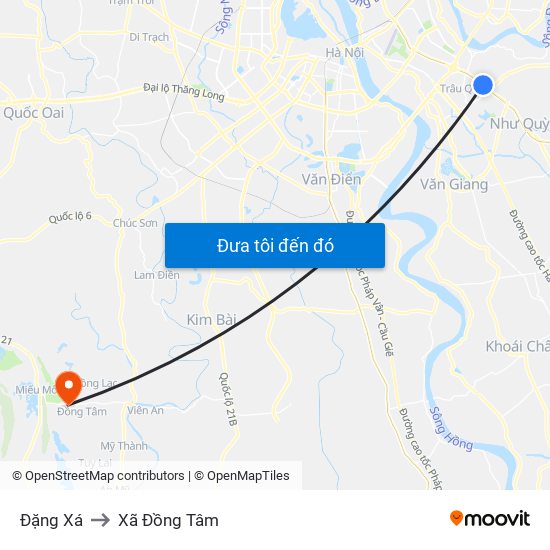 Đặng Xá to Xã Đồng Tâm map