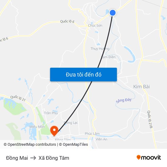 Đồng Mai to Xã Đồng Tâm map