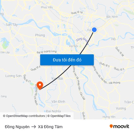 Đồng Nguyên to Xã Đồng Tâm map